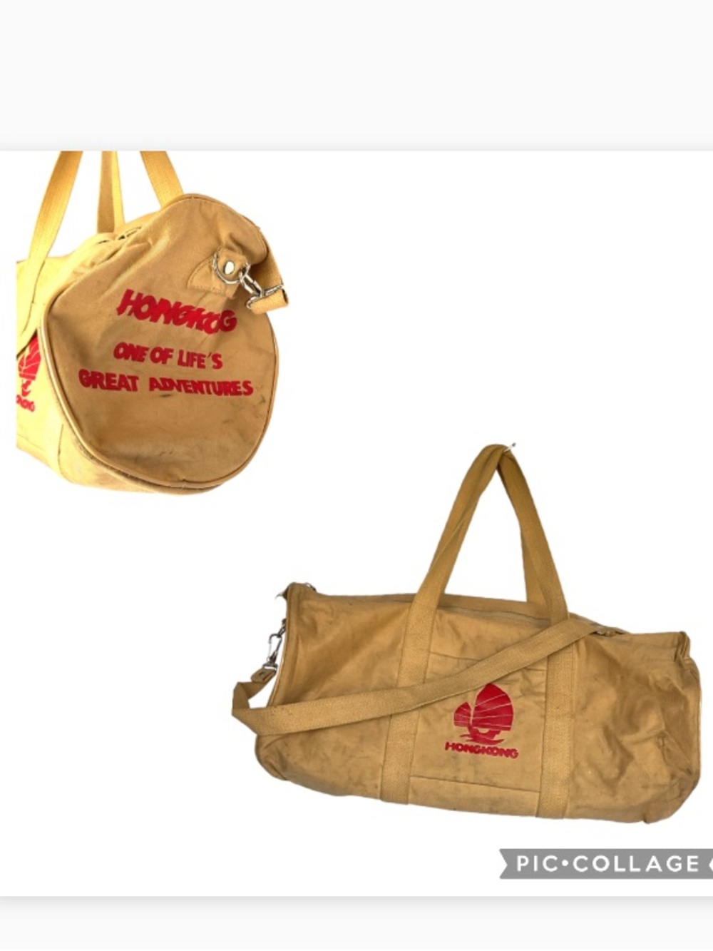 Vintage Hong Kong Duffel Bag Canvas Travel Gym Retro Souvenir Unisex